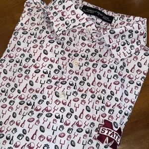 Mississippi State Gameday Shirt Club Football Performance Polo White Medium Logo